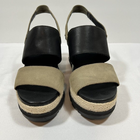 Sorel Black and Tan Wedge Sandals - Picture 3 of 10